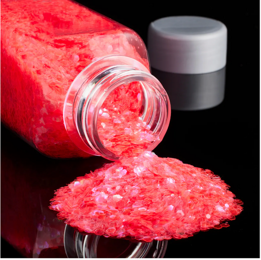 chunky bright coral glitter