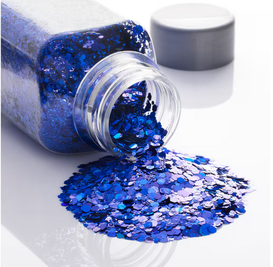 chunky iridescent blue glitter